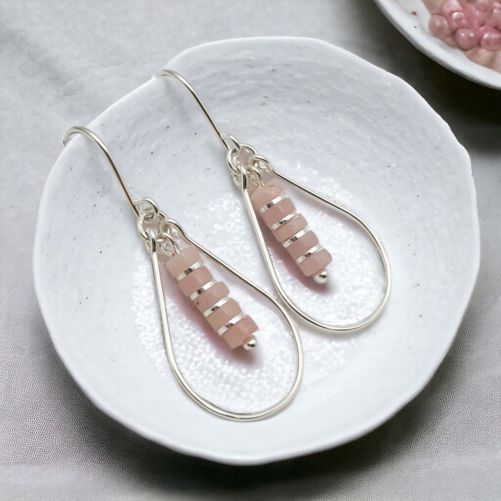 Lane - Silver with Pink Opal Earrings Bijou by SAM