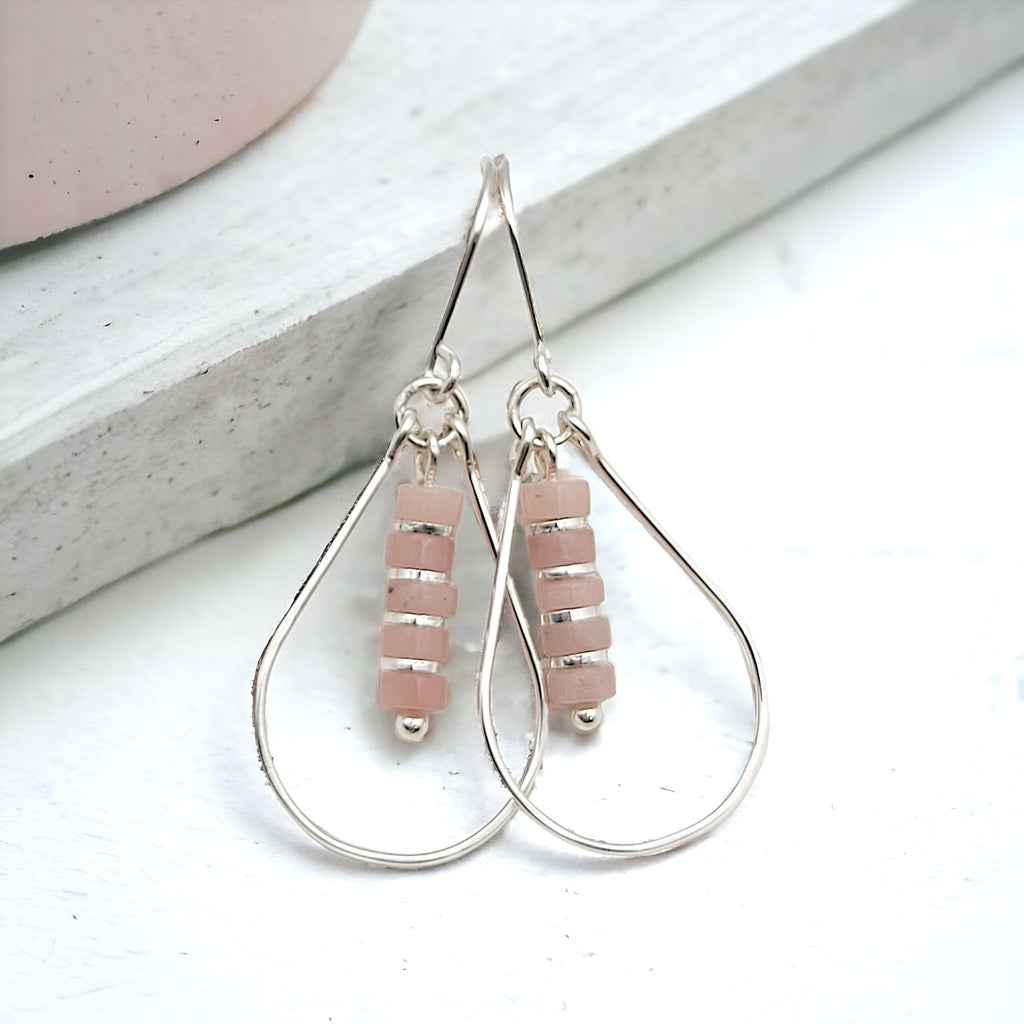 Lane - Silver with Pink Opal Earrings Bijou by SAM