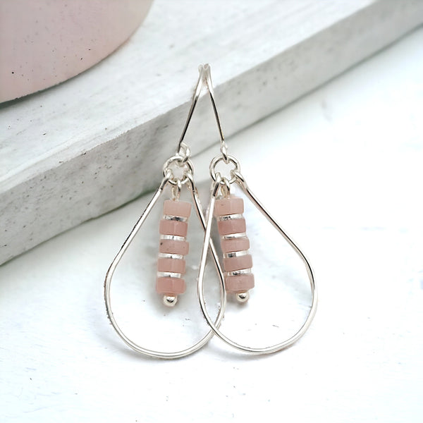 Lane - Silver with Pink Opal Earrings Bijou by SAM