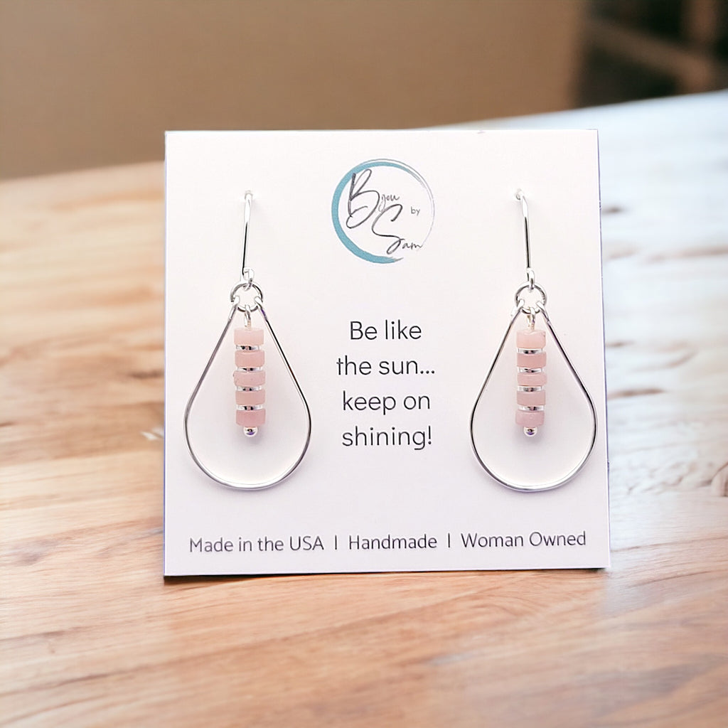 Lane - Silver with Pink Opal Earrings Bijou by SAM