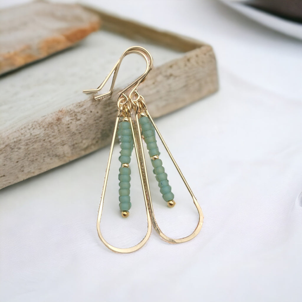 Harley - Gold & Sea Glass Hoops Earrings Bijou by SAM