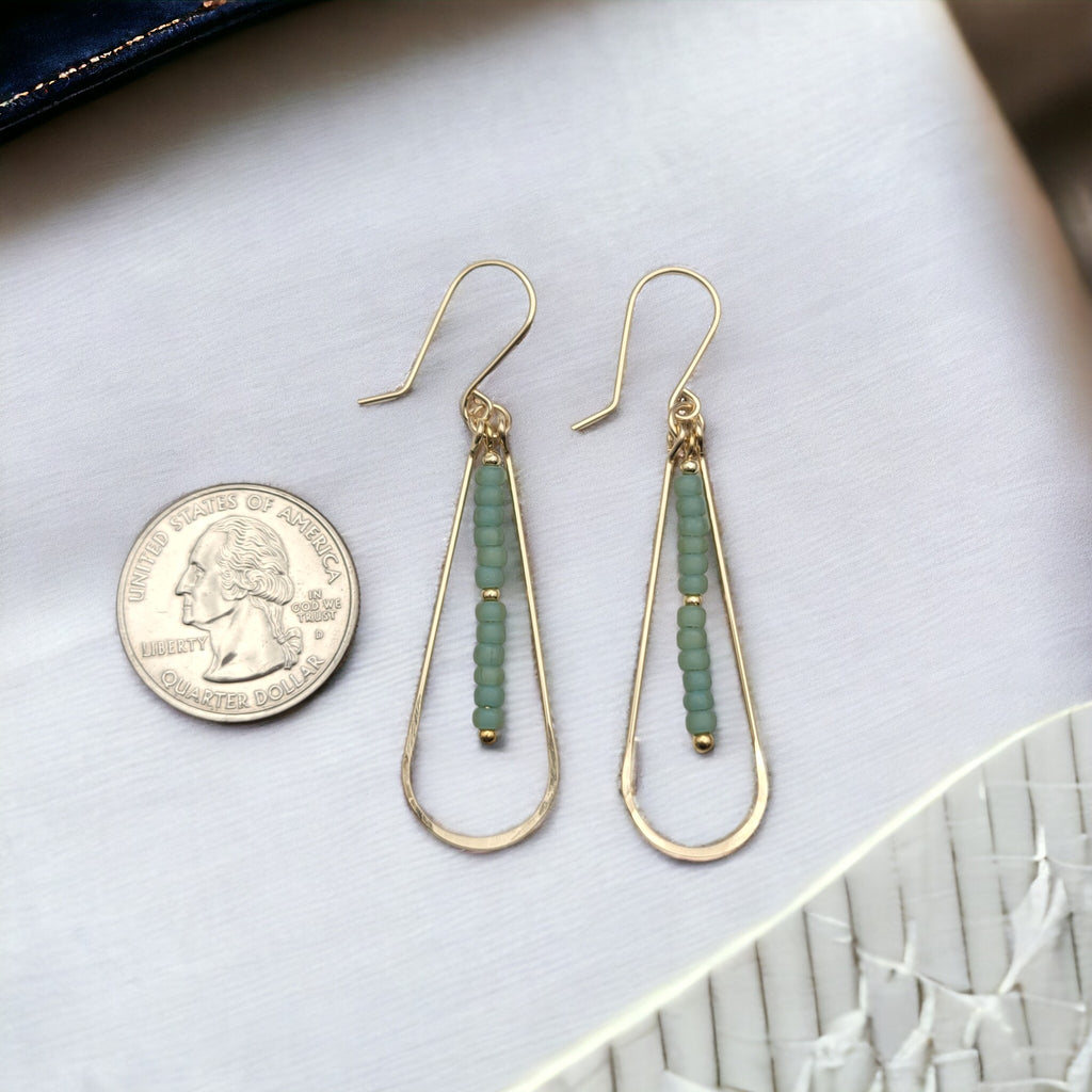 Harley - Gold & Sea Glass Hoops Earrings Bijou by SAM