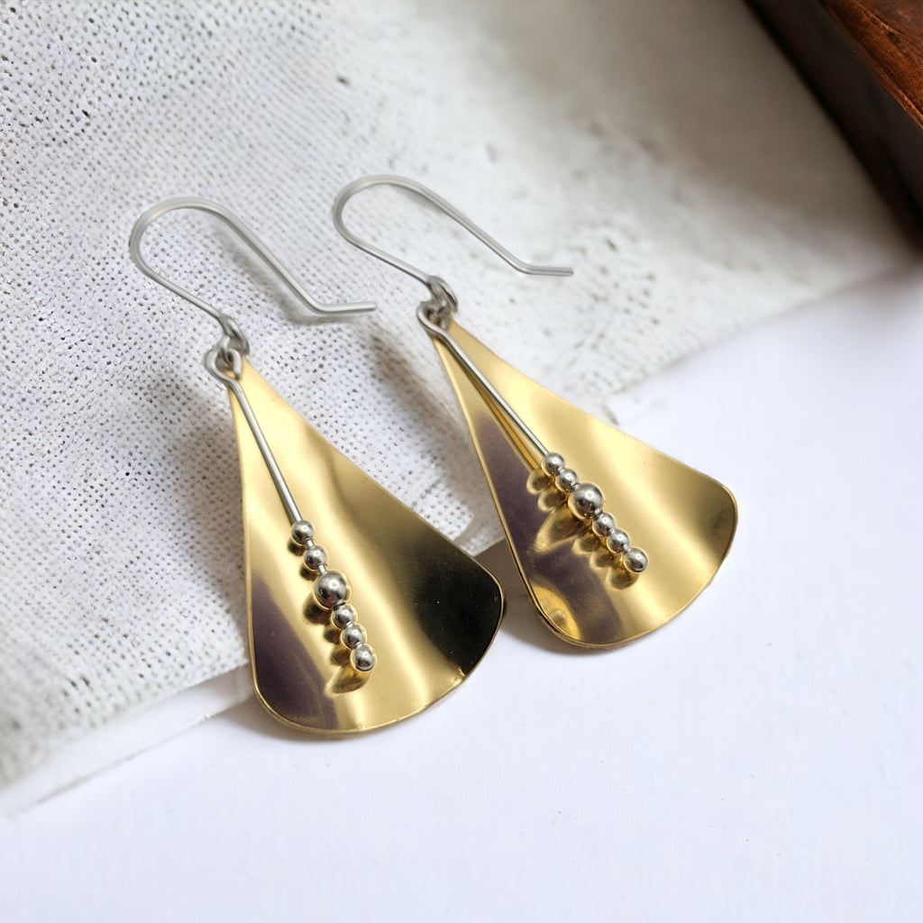 Gold Geometric Triangle Dangle Earrings Earrings Bijou by SAM