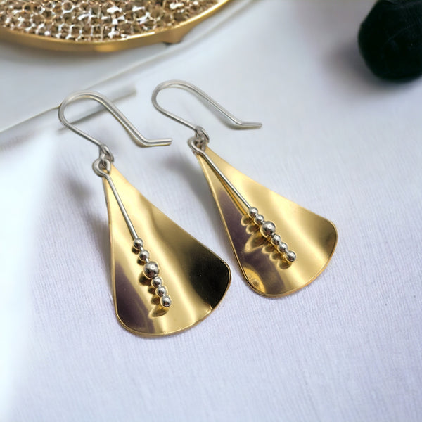 Gold Geometric Triangle Dangle Earrings Earrings Bijou by SAM