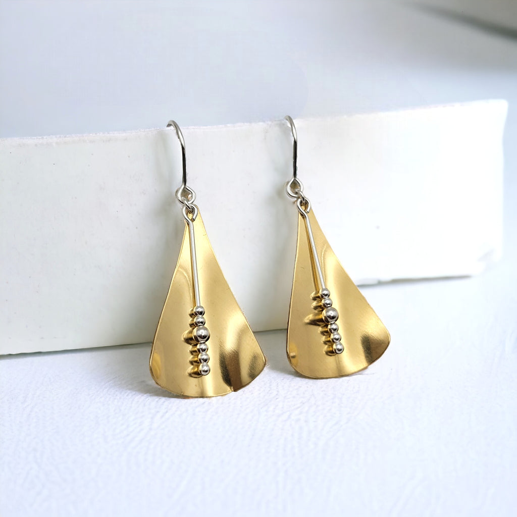 Gold Geometric Triangle Dangle Earrings Earrings Bijou by SAM