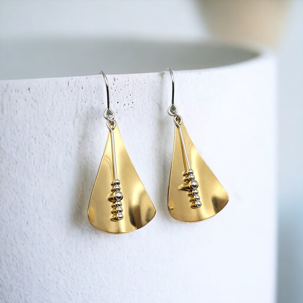 Gold Geometric Triangle Dangle Earrings Earrings Bijou by SAM