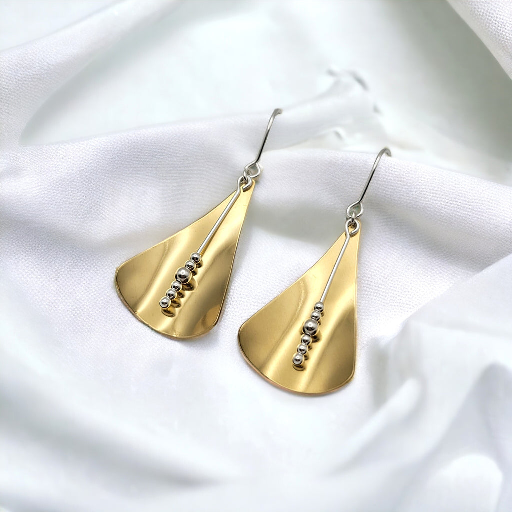 Gold Geometric Triangle Dangle Earrings Earrings Bijou by SAM