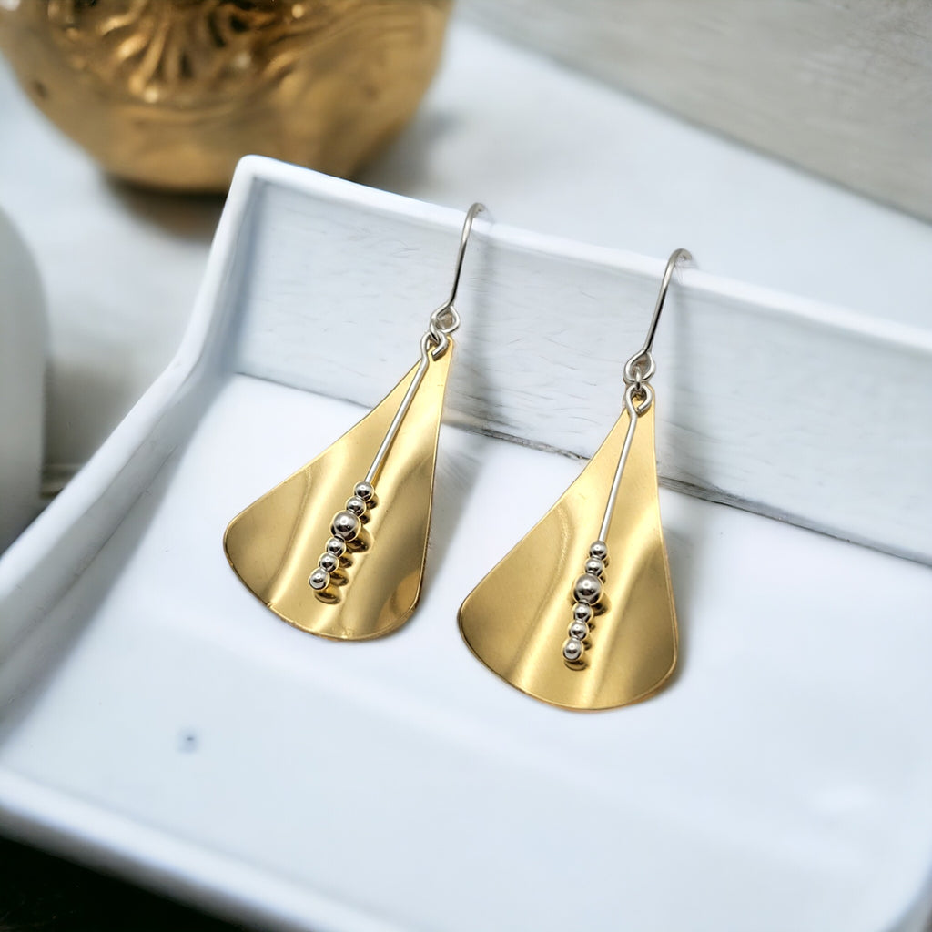 Gold Geometric Triangle Dangle Earrings Earrings Bijou by SAM