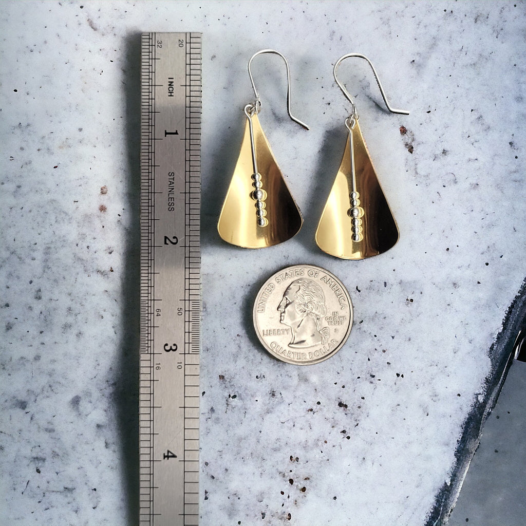 Gold Geometric Triangle Dangle Earrings Earrings Bijou by SAM