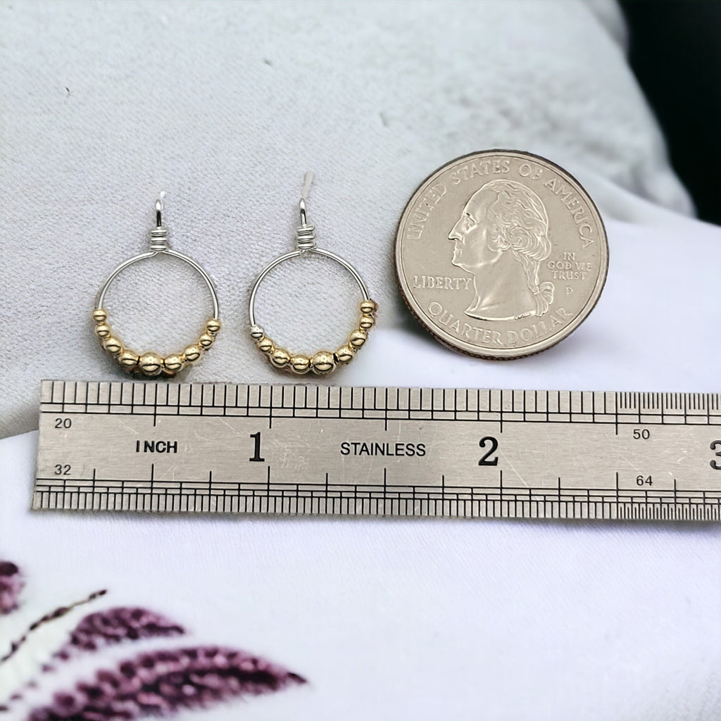 Aiden - Silver with Gold Hoop Studs Earrings Bijou by SAM