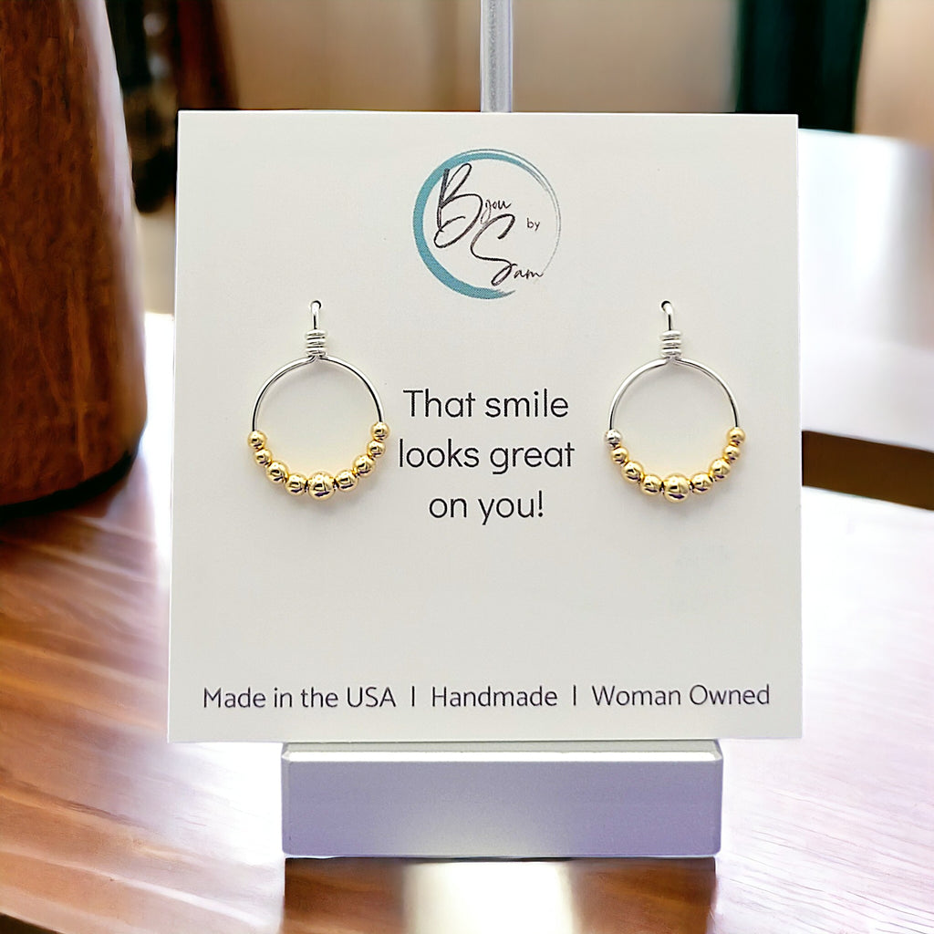 Aiden - Silver with Gold Hoop Studs Earrings Bijou by SAM