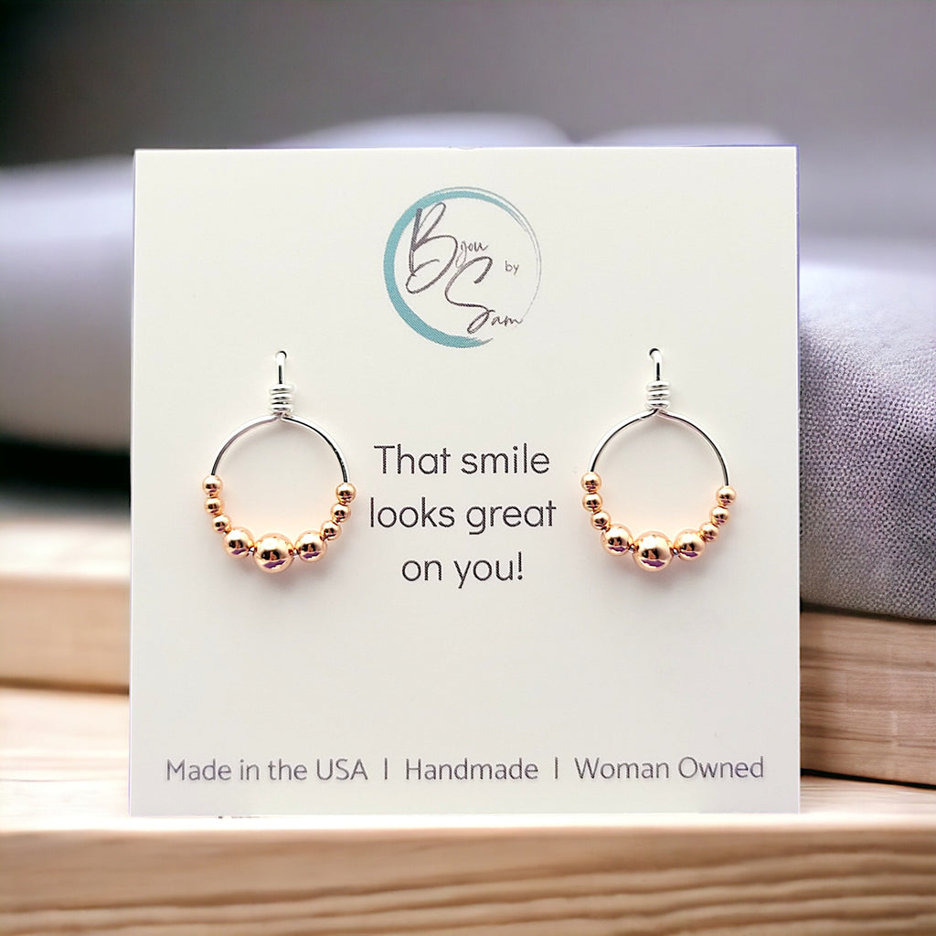 Aiden - Silver & Copper Stud Earrings Earrings Bijou by SAM