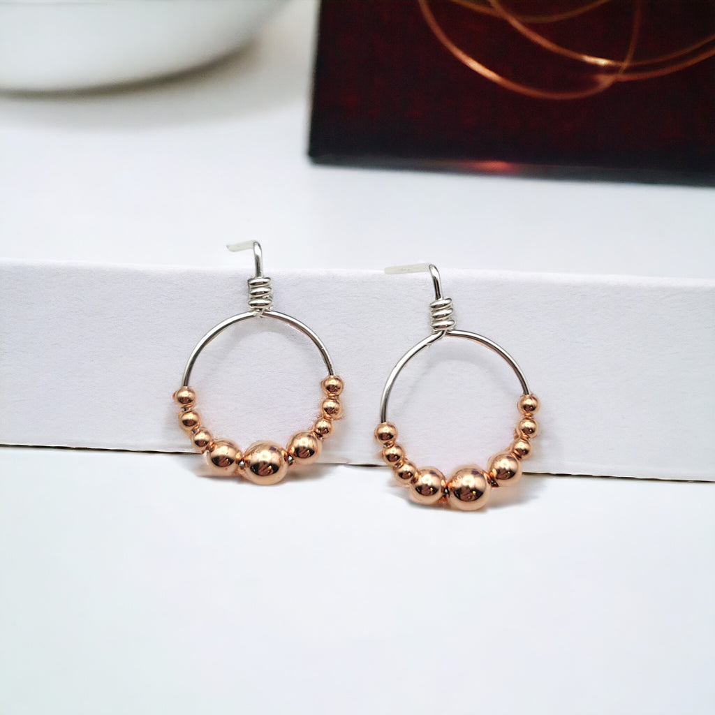 Aiden - Silver & Copper Stud Earrings Earrings Bijou by SAM