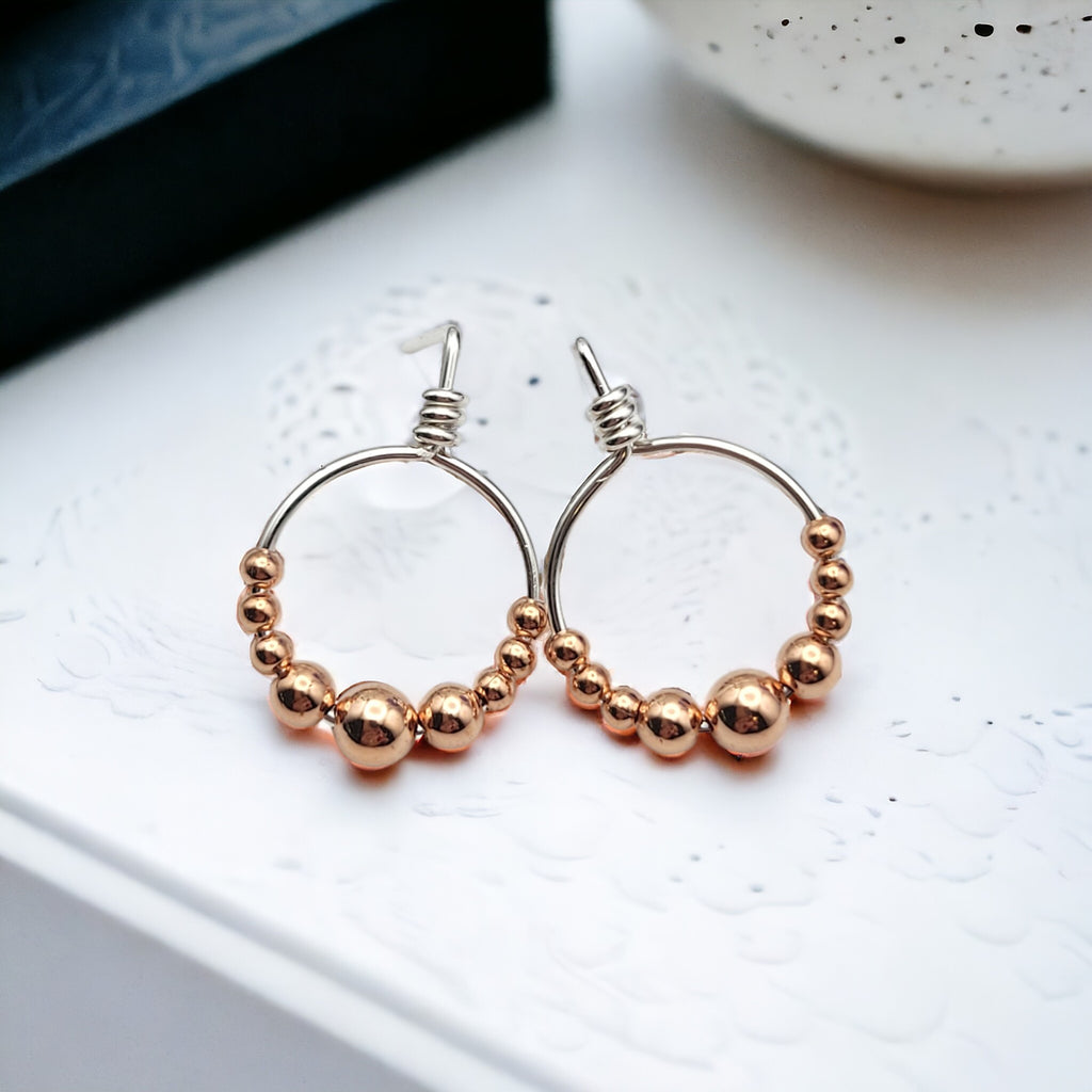 Aiden - Silver & Copper Stud Earrings Earrings Bijou by SAM