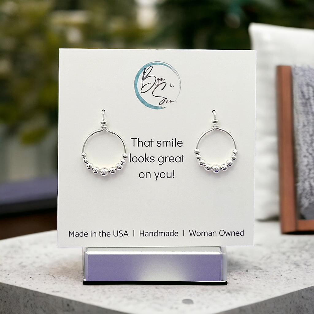 Aiden - Small Sterling Silver Hoop with Silver Beads Earrings Bijou by SAM