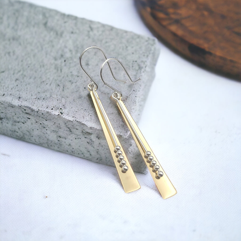 Long Gold & Sterling Silver Statement Earrings Earrings Bijou by SAM