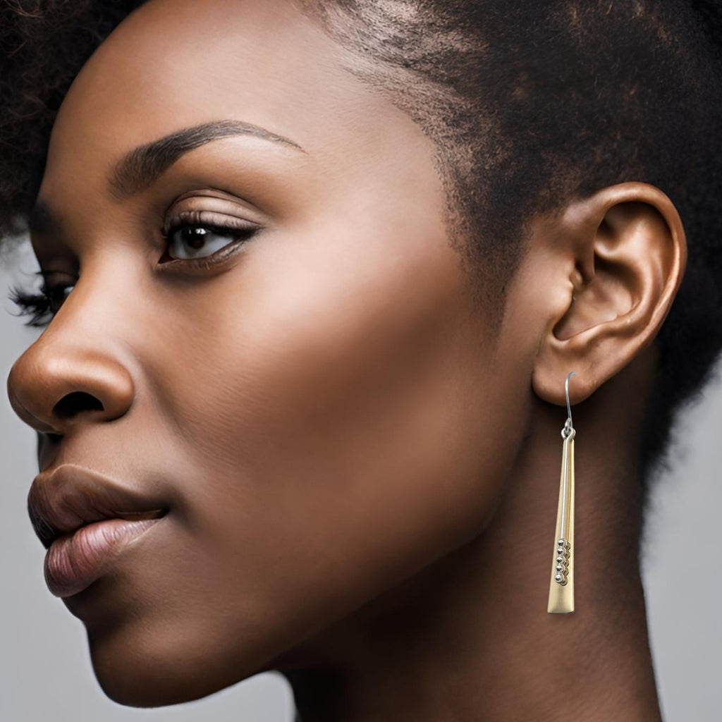 Long Gold & Sterling Silver Statement Earrings Earrings Bijou by SAM