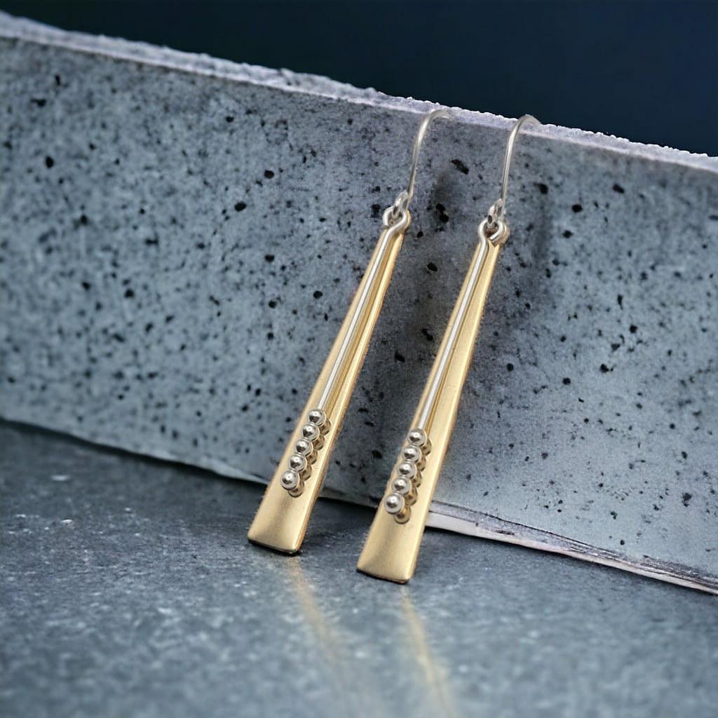 Long Gold & Sterling Silver Statement Earrings Earrings Bijou by SAM