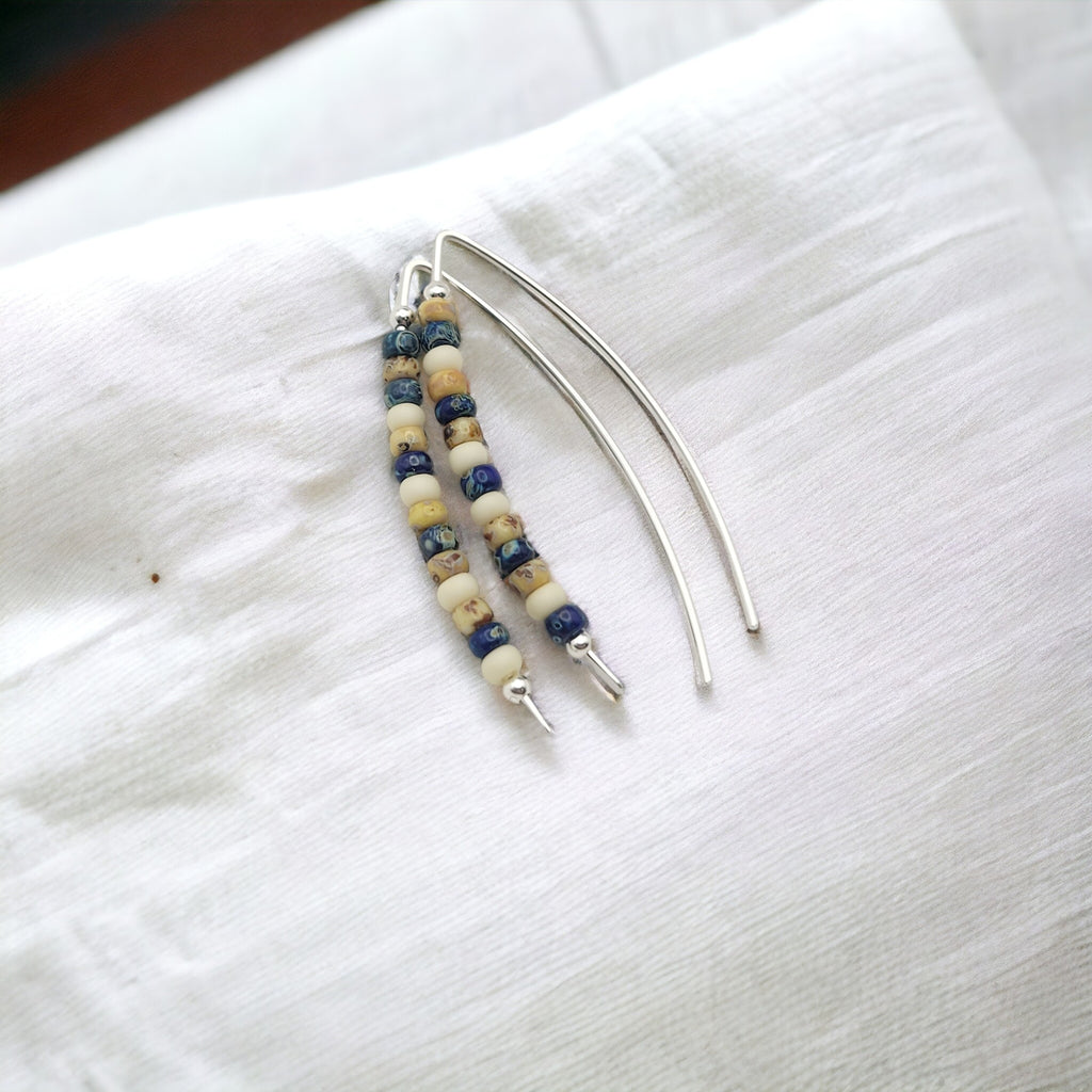 Wish - Silver, Tan & Blue Earrings Bijou by SAM