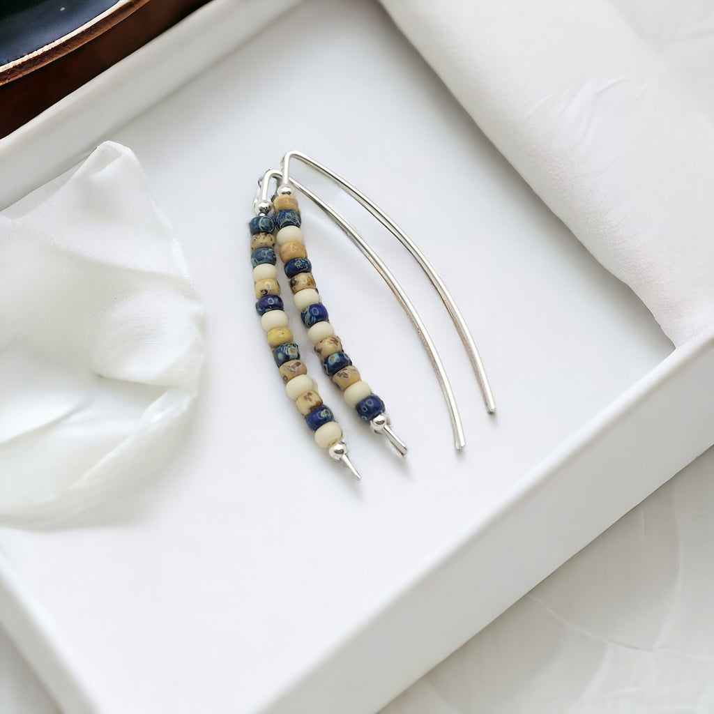 Wish - Silver, Tan & Blue Earrings Bijou by SAM