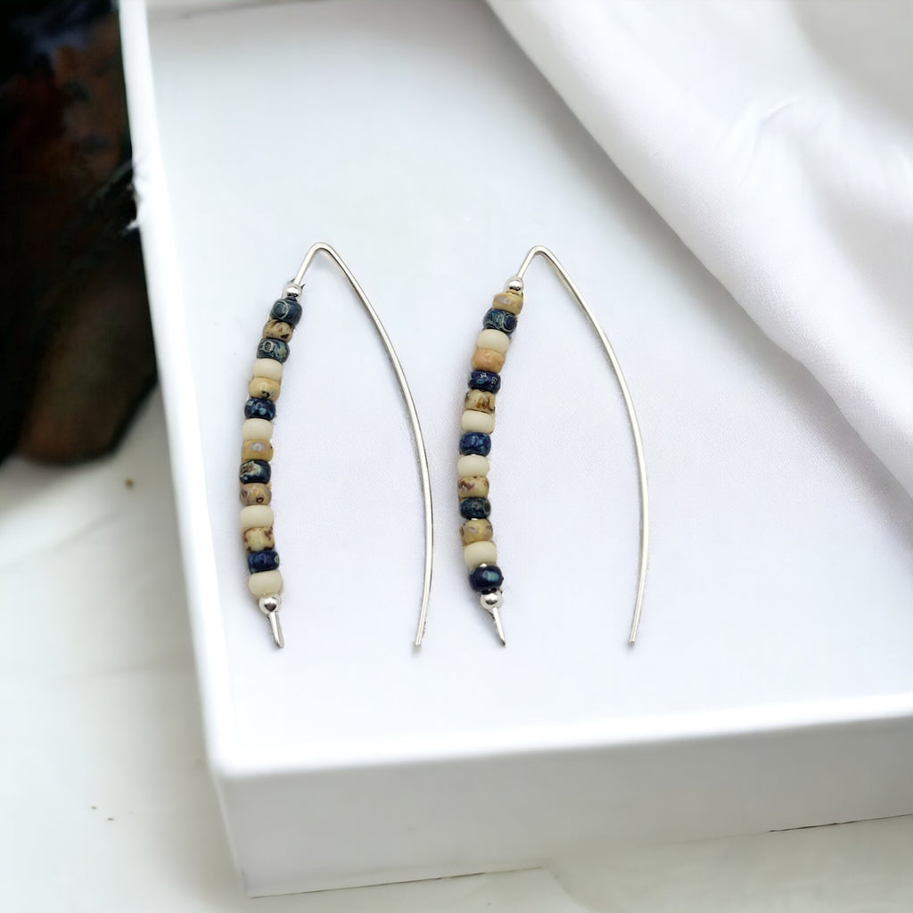 Wish - Silver, Tan & Blue Earrings Bijou by SAM