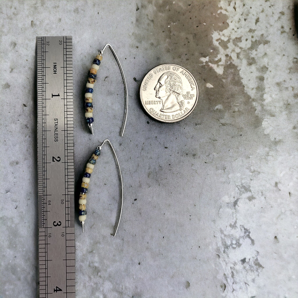 Wish - Silver, Tan & Blue Earrings Bijou by SAM