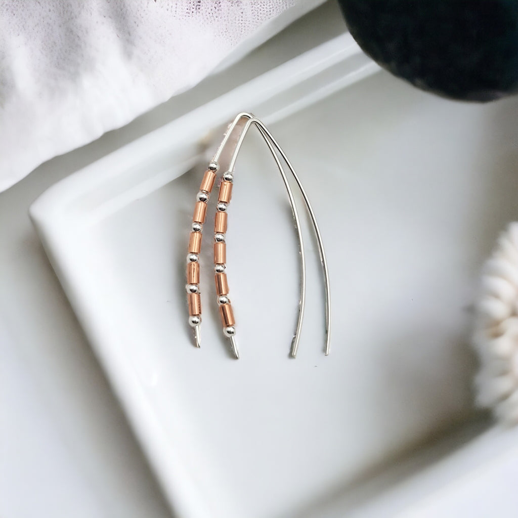 Wish - Copper Tube Beads Earrings Bijou by SAM