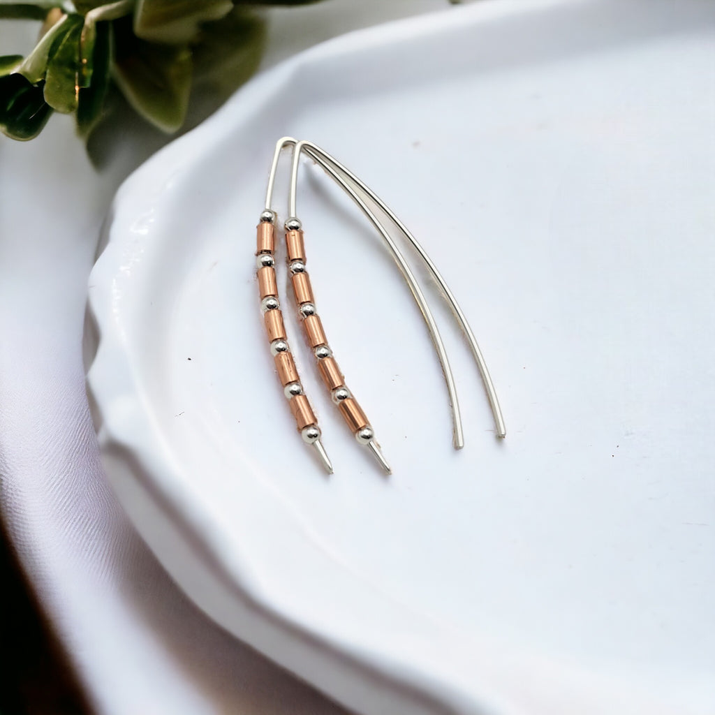Wish - Copper Tube Beads Earrings Bijou by SAM