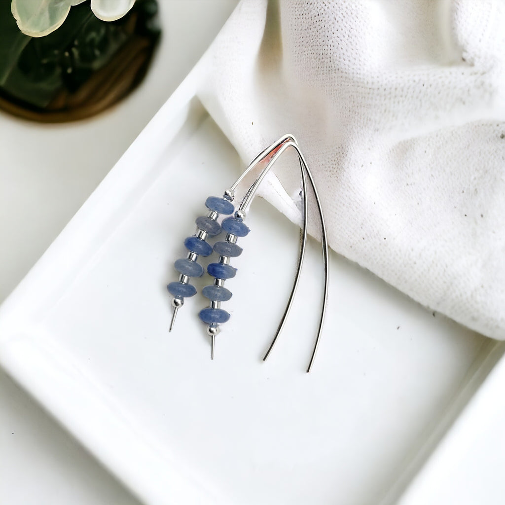 Wish - Silver & Blue Aventurine Earrings Etsy