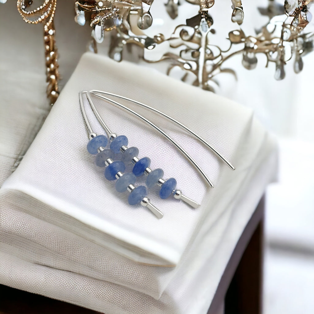 Wish - Silver & Blue Aventurine Earrings Etsy