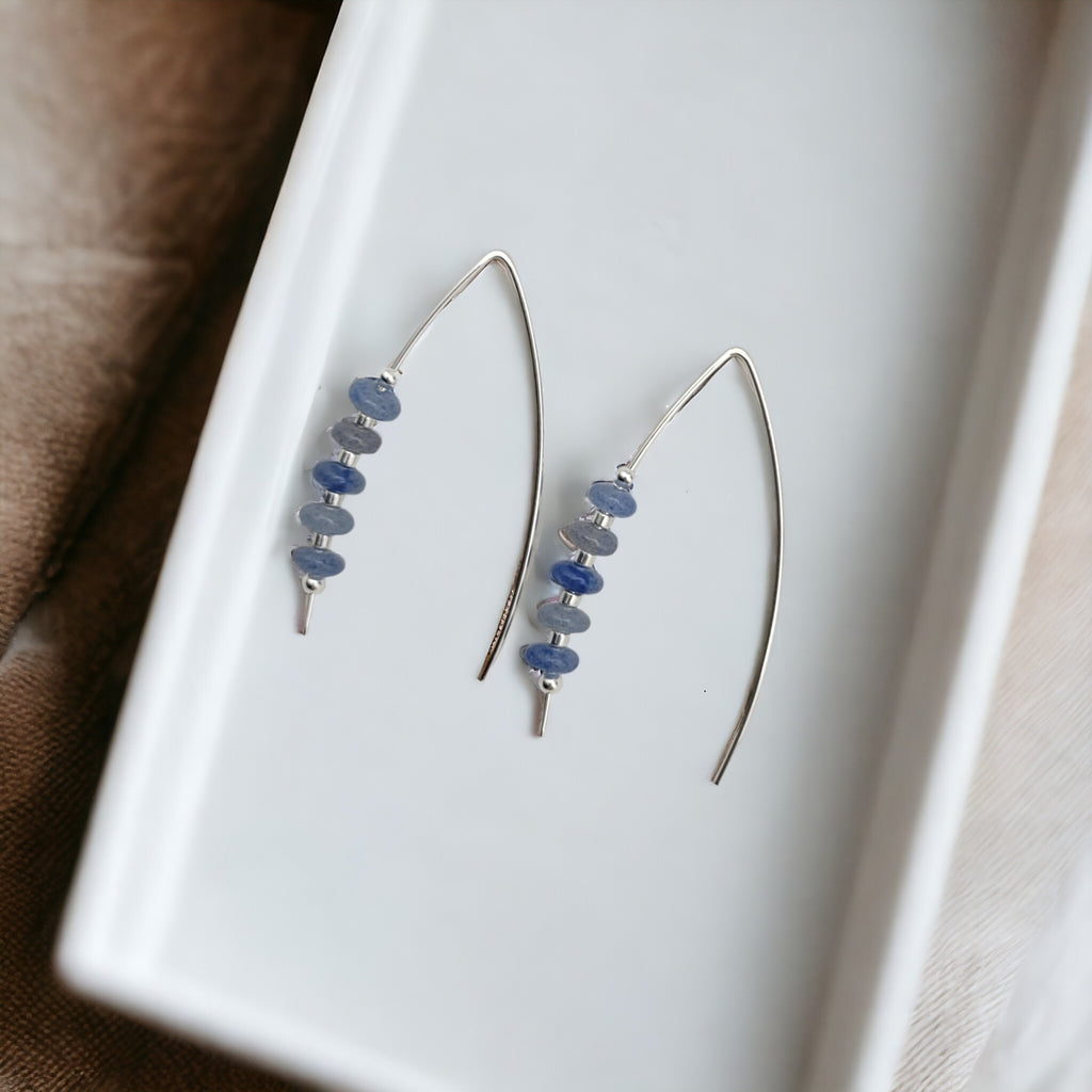Wish - Silver & Blue Aventurine Earrings Etsy