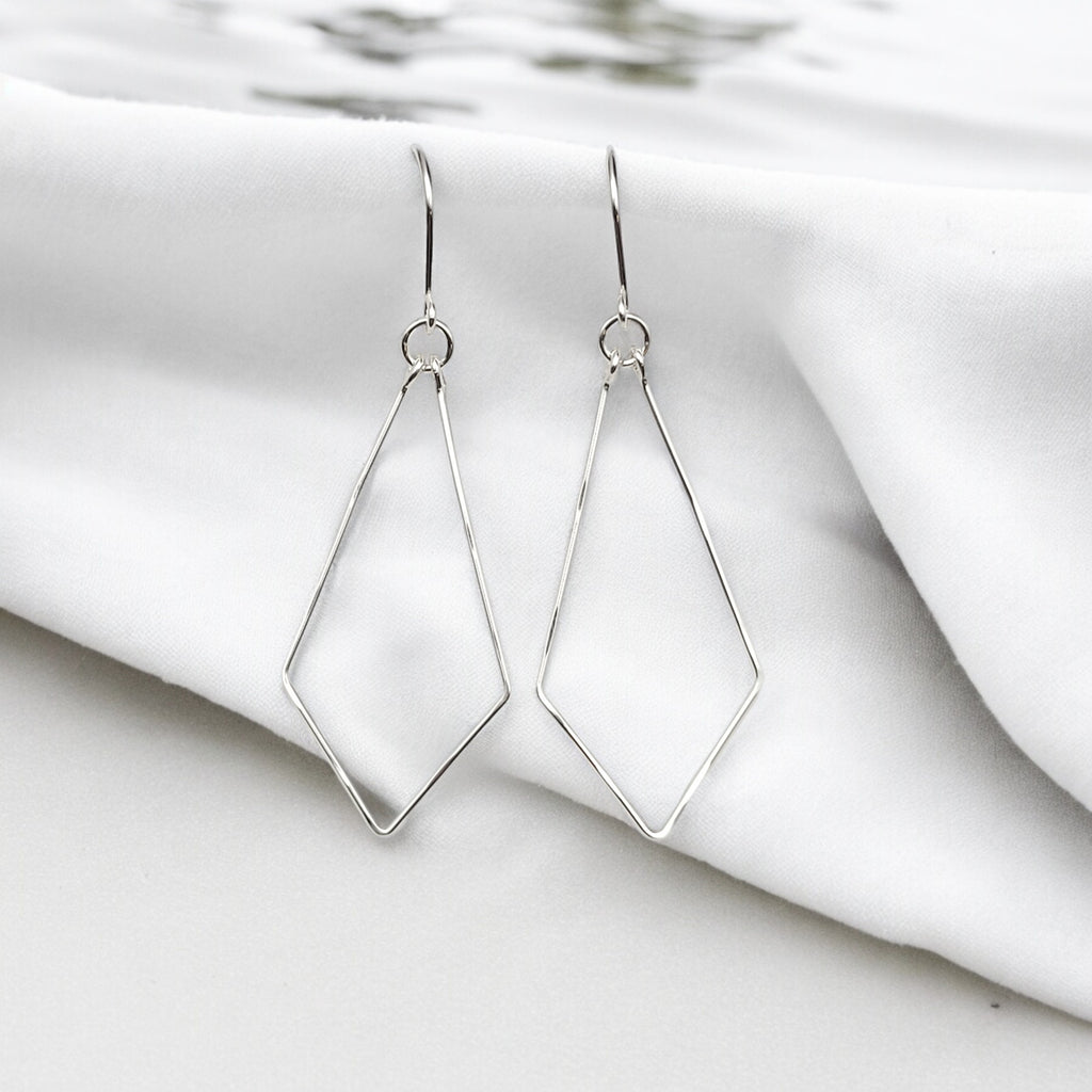 Silver Geometric Hoops  Etsy