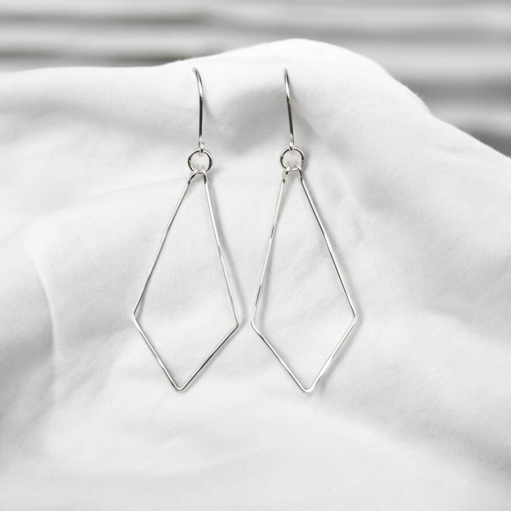 Silver Geometric Hoops  Etsy
