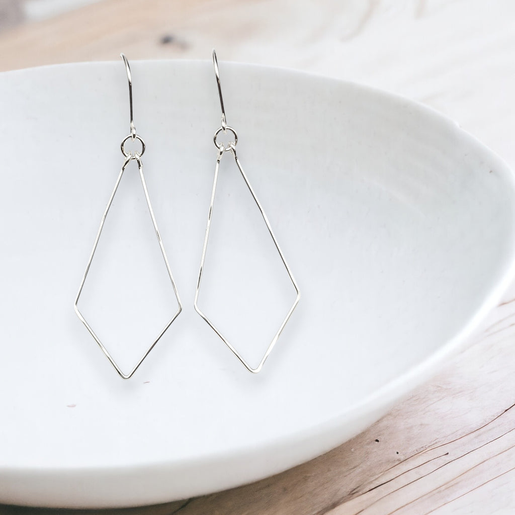 Silver Geometric Hoops  Etsy