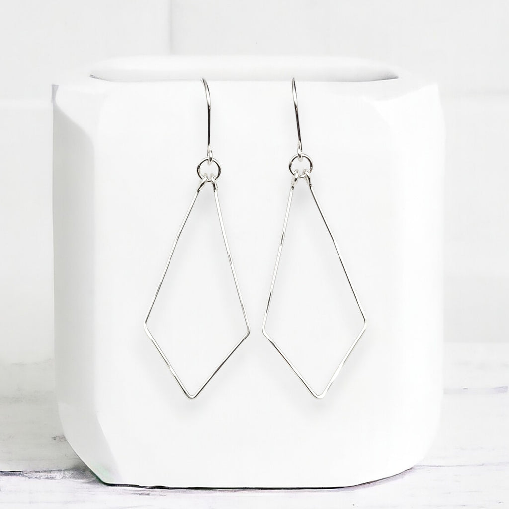 Silver Geometric Hoops  Etsy