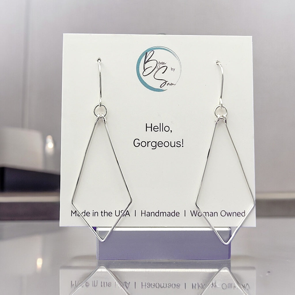 Silver Geometric Hoops  Etsy