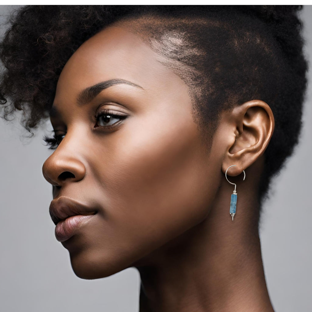 Mystique - Silver & Larimar Hook Threaders Earrings Bijou by SAM