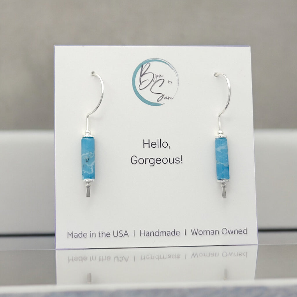 Mystique - Silver & Larimar Hook Threaders Earrings Bijou by SAM