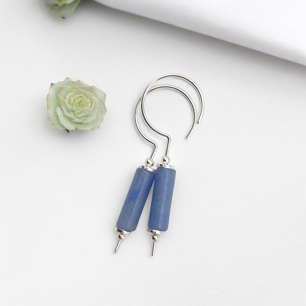 Mystique - Silver & Blue Aventurine Threaders Earrings Bijou by SAM