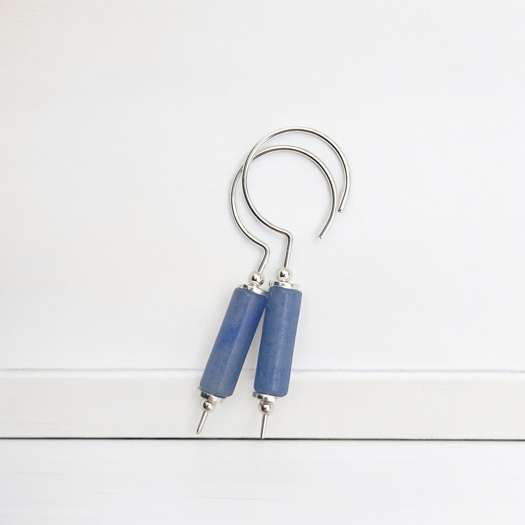 Mystique - Silver & Blue Aventurine Threaders Earrings Bijou by SAM