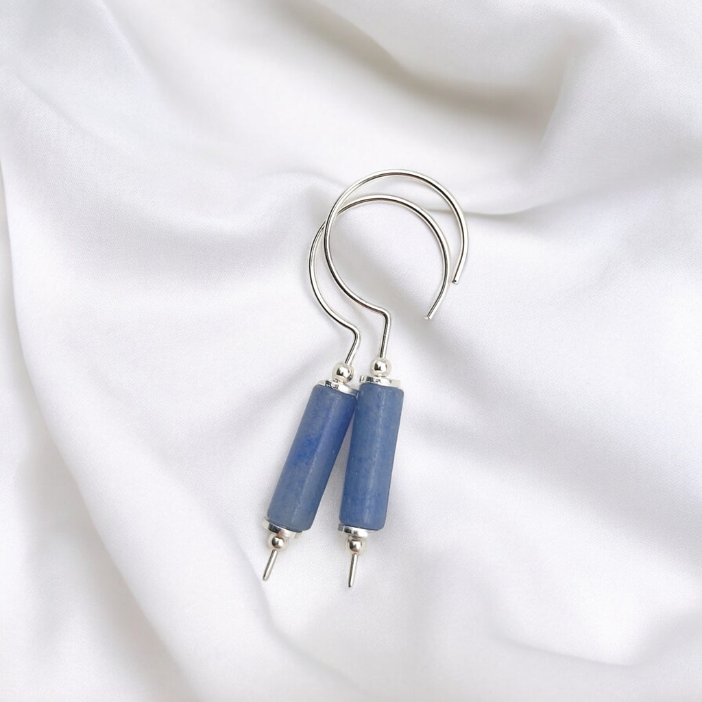 Mystique - Silver & Blue Aventurine Threaders Earrings Bijou by SAM
