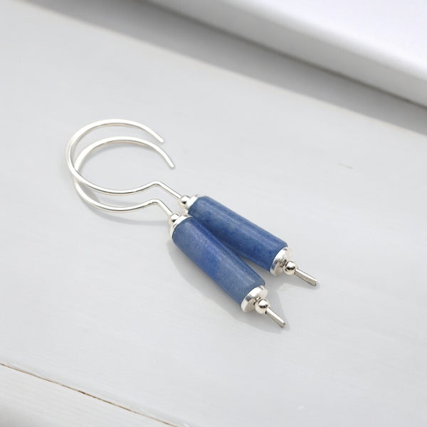 Mystique - Silver & Blue Aventurine Threaders Earrings Bijou by SAM