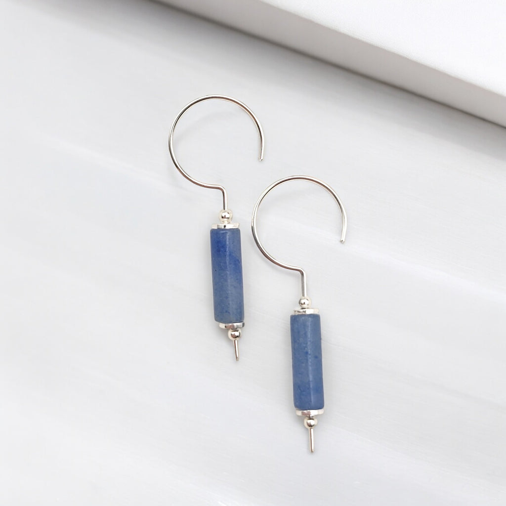 Mystique - Silver & Blue Aventurine Threaders Earrings Bijou by SAM