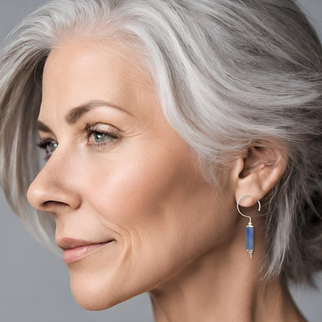 Mystique - Silver & Blue Aventurine Threaders Earrings Bijou by SAM