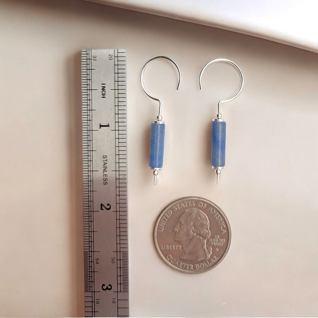 Mystique - Silver & Blue Aventurine Threaders Earrings Bijou by SAM