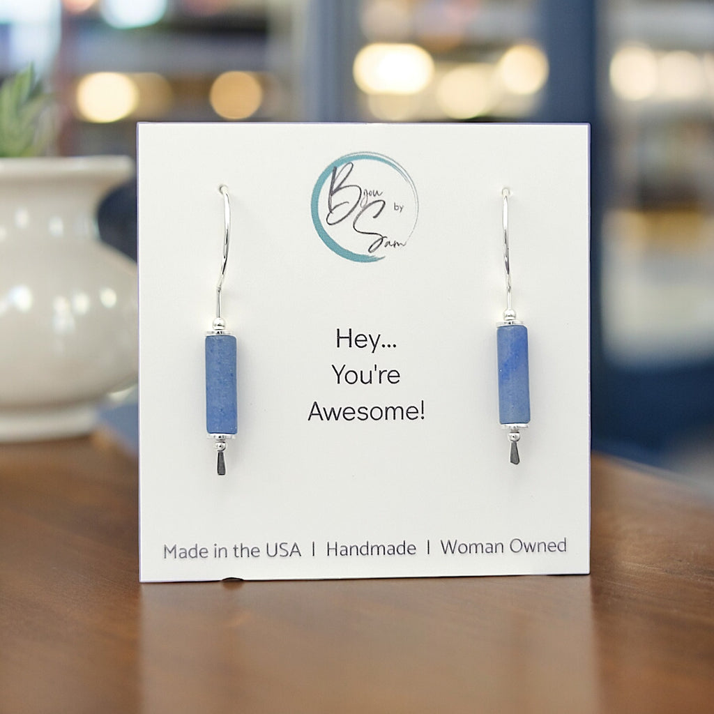 Mystique - Silver & Blue Aventurine Threaders Earrings Bijou by SAM