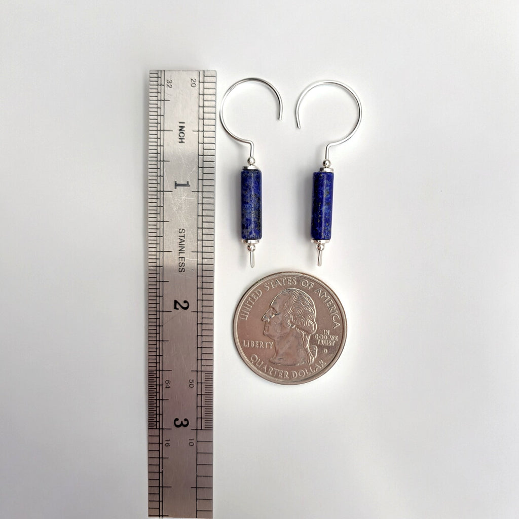 Mystique - Silver & Lapis Lazuli Hook Threaders Earrings Bijou by SAM