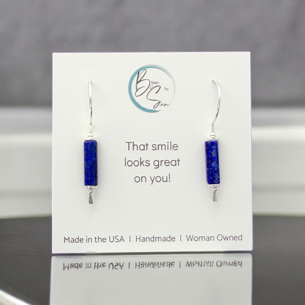 Mystique - Silver & Lapis Lazuli Hook Threaders Earrings Bijou by SAM