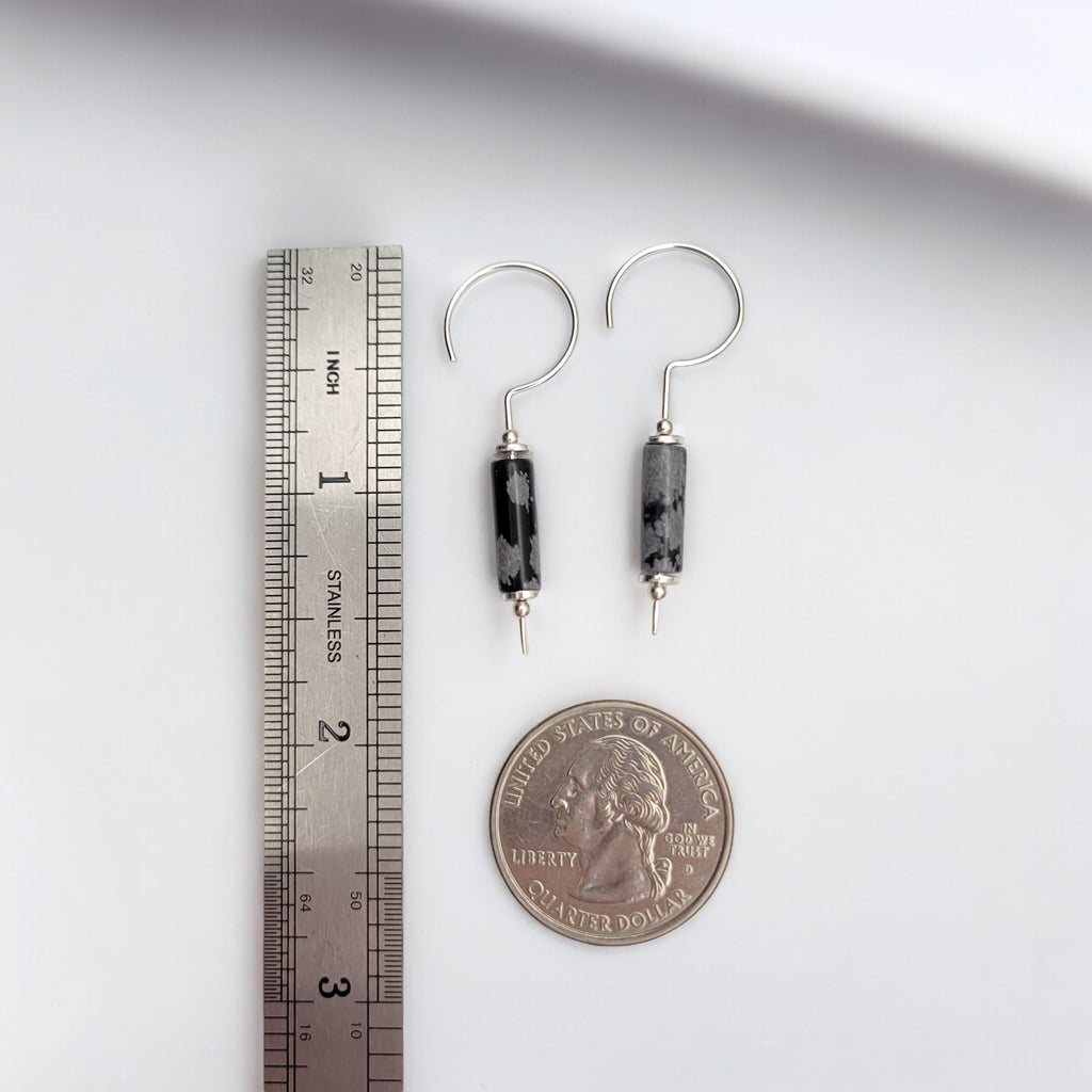 Mystique - Silver and Obsidian Hook Threaders Earrings Bijou by SAM