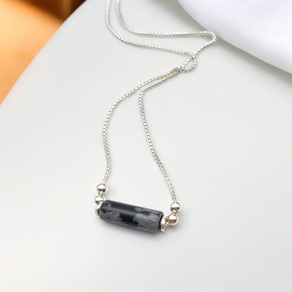 Mystique - Necklace with Snowflake Obsidian Necklace Bijou by SAM